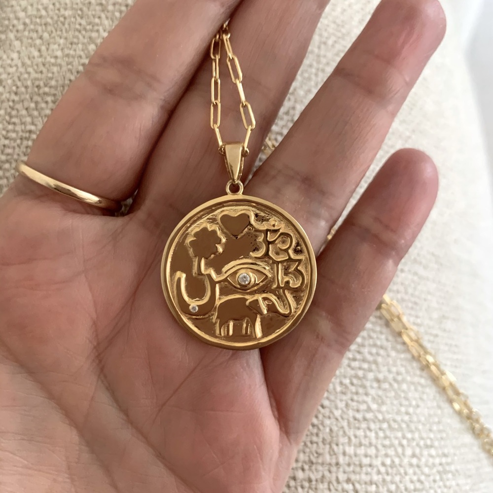 14k over sterling coin good luck charm